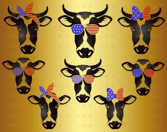 60% OFF, Heifer SVG Cow Svg 4th of july svg Farm Dairy Cow Face Bandana Sunglasses Clipart Decal Png Eps Dxf Vinyl Cut File Silhouette Shirt