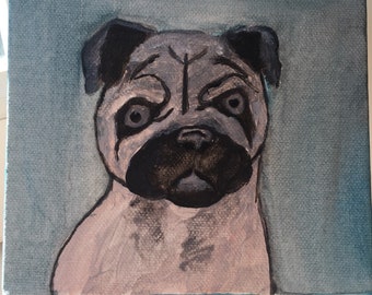 Pug puppy - acrylic painting