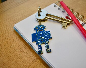 Blue Robot Circuit Board Keychain / Key fob - Motherboard Keyring - Computer Geek Gifts - Software Engineer - Robotics - Tech Accessories