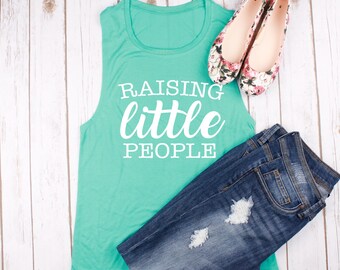 Raising Little People Flowy Muscle Tank (Aqua)