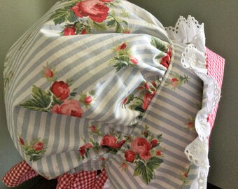 Child's Countryside Sun Bonnet with back neck protective flap, Made to Order