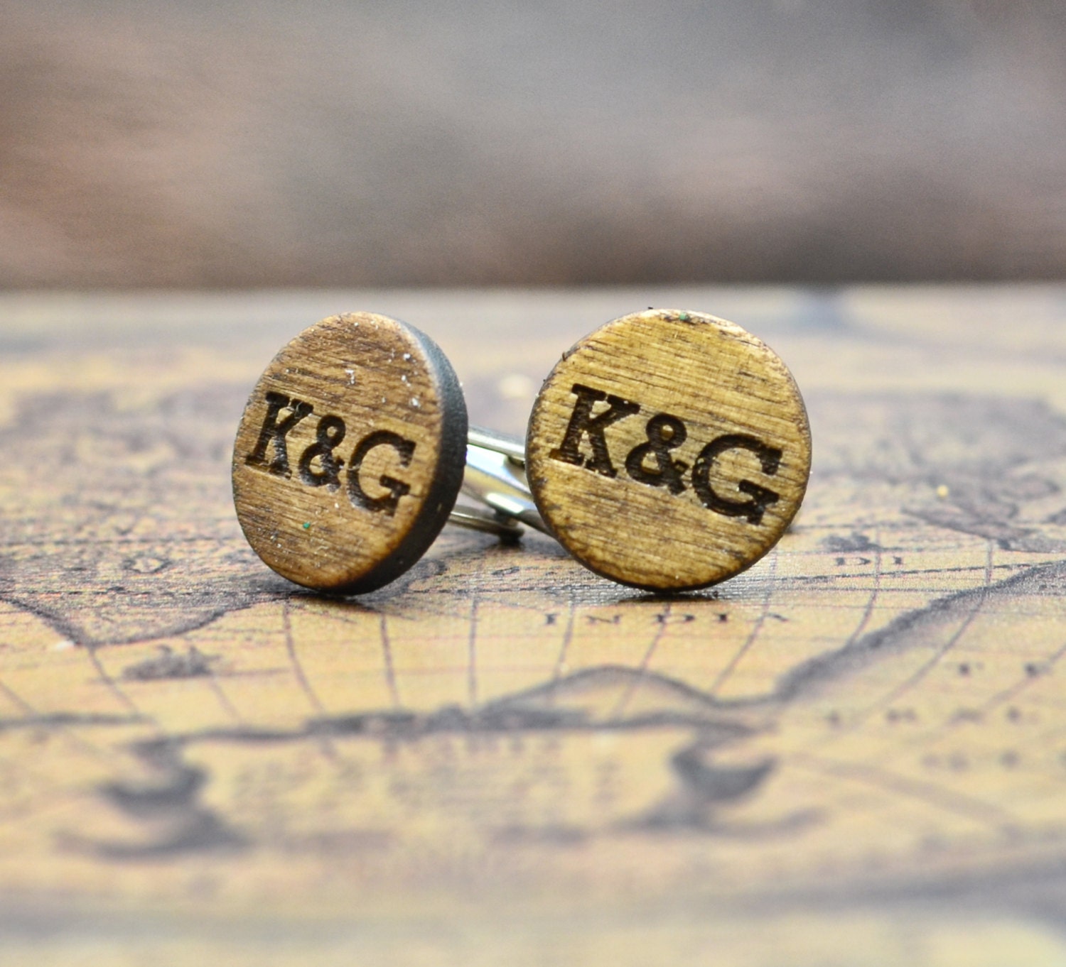 Wood Cufflinks Personalized Cuff Links Laser Engraved