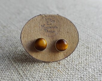 Tiger's Eye Stud Earrings