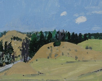Lost Dog Hill, Early Spring, Original Landscape Painting on Paper