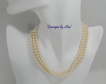 Swarovski Multi-Strand Pearl Necklace, Multi-strand Necklace with Swarovski Pearls