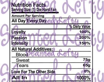 Sports Fan Nutritional Facts Cut File - Add Your Own Team