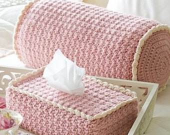 Cozy CROCHET PATTERN Bolster Pillow & Boutique Tissue Cover