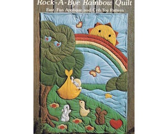 Rock-A-Bye Rainbow Baby Crib Quilt and Doll Toy, UNCUT Vintage 1980's Sewing Pattern by The Gingham Goose GGP013