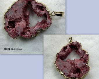 Druzy drusy Geode Pendant Gemstone Focal Bead Gold Electroplated Dipped (ABC-12-17)
