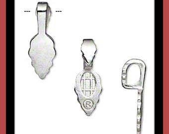 Jewelry Bails - 25 LARGE 10mm x 25mm - Aanraku Silver Plated Pendant Bails - Glue on Bail