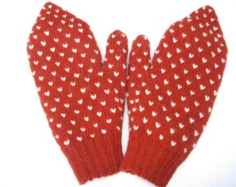 Rust Wool Thrummed Mittens