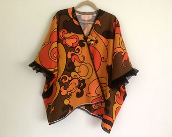 Plus size Tunic Upcycled Clothing Wearable Art Boho Jacket Overcoat Free shipping