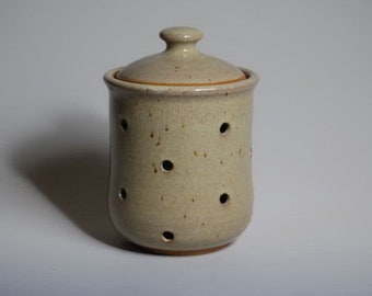 Garlic keeper, jar, stoneware pottery