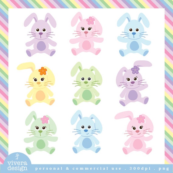 Easter Bunny Digital Clip Art 9 cute bunnies