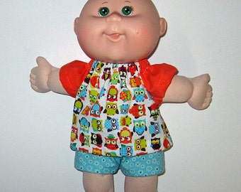 Cabbage Patch Newborn, Surprise, Teeny Tiny Preemies, Doll Clothes, Owls Short Set 10 inch Doll Clothes, Cabbage Patch Newborn