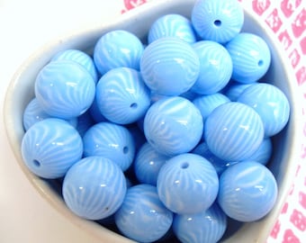 20x 13mm Blue Stripe Resin Juicy Globe beads