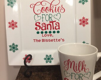 Santa Cookie Plate & Milk Mug