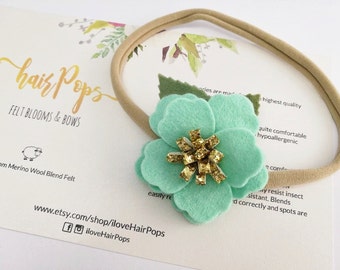 Small Anemone Flower Headband - Mint