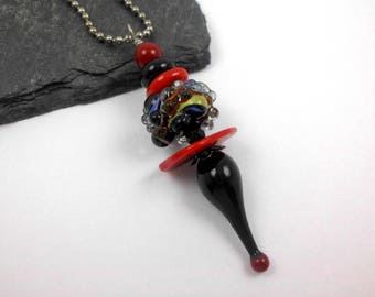 Lampwork Pendant, Mixed Media Pendant, Colorful pendant, OOAK Pendant, Artisan Pendant, Boho, statement pendant, Long pendant