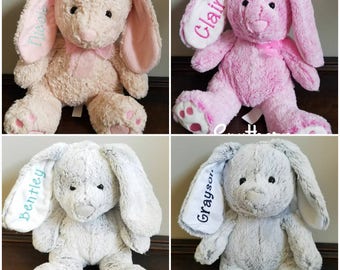 Personalized embroidered Easter bunnies, baby shower gift