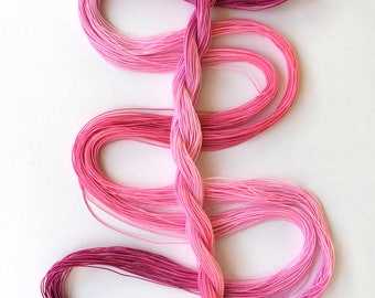 Size 30 "Pink Posy" hand dyed thread 6 cord cordonnet tatting crochet cotton 36 yards