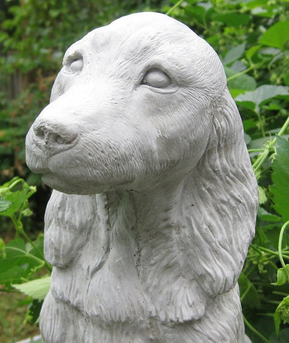 Large Irish Setter with Bone Statue Concrete