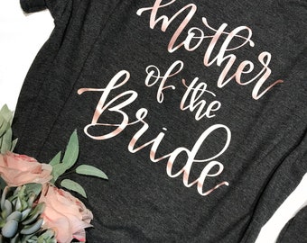 Mother of the Bride and Groom Graphic Tees Short Sleeve - Custom T-Shirt for Wedding Party Rose Mauve Shirts
