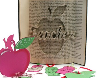 Book Folding Pattern Teacher Gift + Tutorial, Cut and Fold, Free printable downloads to personalise your book art