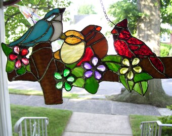 Stained Glass Bird on a Fence