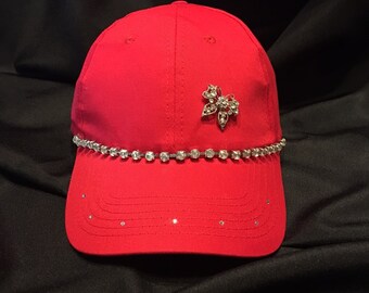 Bling Sparkle Embellished Red Hat