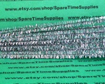 Tinsel Stems - silver - 6mm x 12” - 48 pcs - Fibre Craft - #3250-62