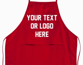 Custom Apron Chef Hair Stylist Apron 2 Pocket Your own Logo or Text Personalized Cooking Arts and Crafts full color graphic