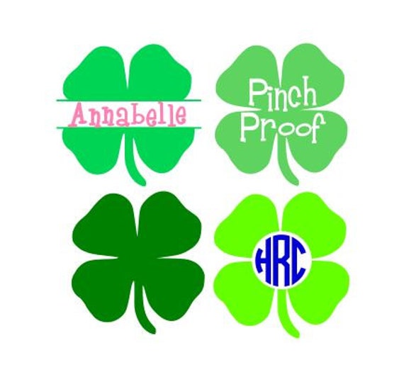 Download 4 Leaf Clover Monogram and Pinch Proof SVG PNG Dxf AI ps