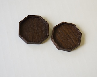 Octagonal bezel tray settings fine finished - Sailors Valentine - Walnut - 36 mm cavity diam. - (F83-W) - Set of 2