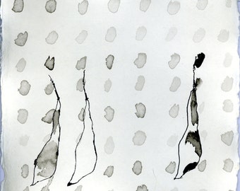 small ink drawing on handmade paper