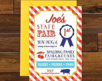State Fair Party Birthday Invitation, County Fair Party Birthday Invitation, Digital Download