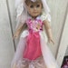 18 inch fairytale doll dress fits popular american girl dolls, pink doll dress, 18" gown Christmas gift for girls party dress tulle veil 2p