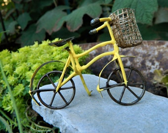 Miniature Bicycle-Yellow Bike for fairy garden-accessories for terrarium or fairy garden-Miniature bike