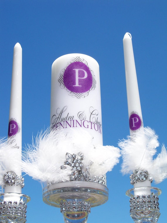 Pretty in Purple..................Unity candle and holder set