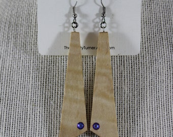 curly maple with swarovski crystal earrings