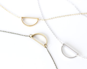 Half circle necklace Geometric Necklace Modern Necklace Crescent Necklace Architectural Necklace Modern Necklace