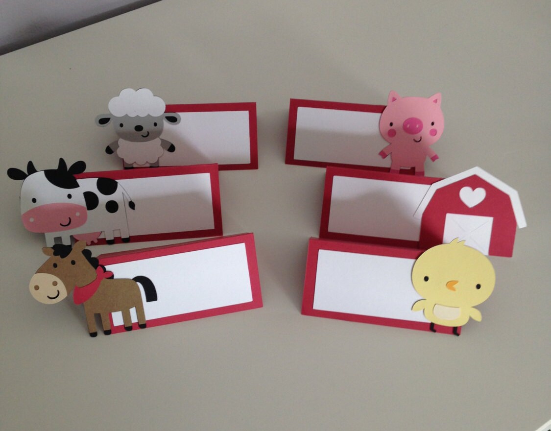 12 Farm Animal Place Cards / Farm Animal Food Table Card Farm 12 Farm Animal Place Cards / Farm Animal Food Table Card Farm
