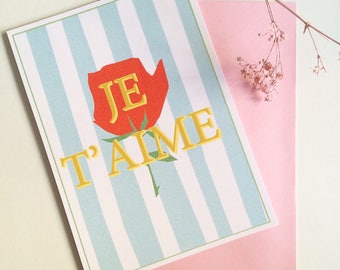 card JE T'AIME - I love you card - french