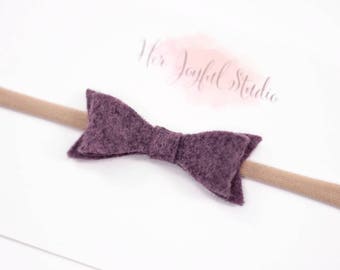 Hair Bows, Small Hair Bows, Newborn Headband, Baby Bow Headband, Felt Bow Headband, Infant Bows, Bow Headband, Felt Hair Bow in Vineyard