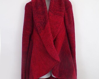 Red Alpaca Wool Hooded Sweater Coat Cardigan OFFER!