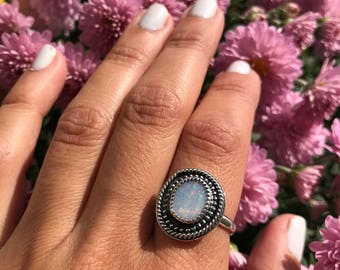 Australian OPAL ring, Sterling silver 925, handmade ring, one of a kind ring, boho jewelry, Opal ring, size 7.5