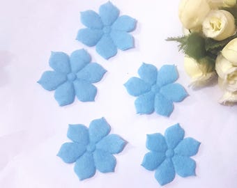 118 pcs Light blue Felt Flower Applique Craft best for doll decoration 3 cm diameter C37