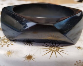 Vintage Retro Black Lucite Abstract Bangle Jewellery Gifts For Women Rockabilly