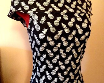 Top pineapple rockabilly psychobilly rétro pin up tropical hawaïan glam