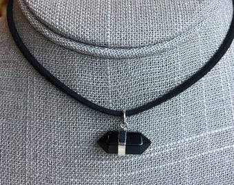 Black Onyx faux suede choker
